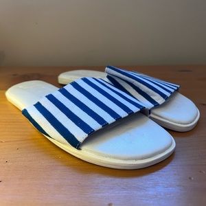James Smith | Blue and White Striped Slides | Size 10